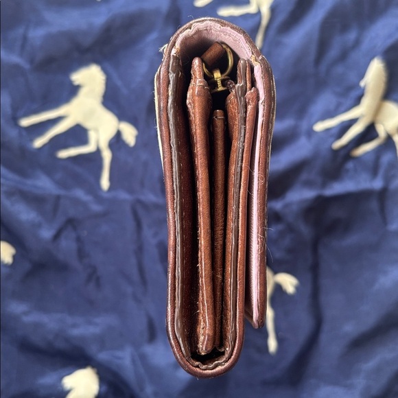 Coach Signature C Khaki Jacquard Canvas Brown Leather Trim Card Organizer Wallet - Picture 8 of 16